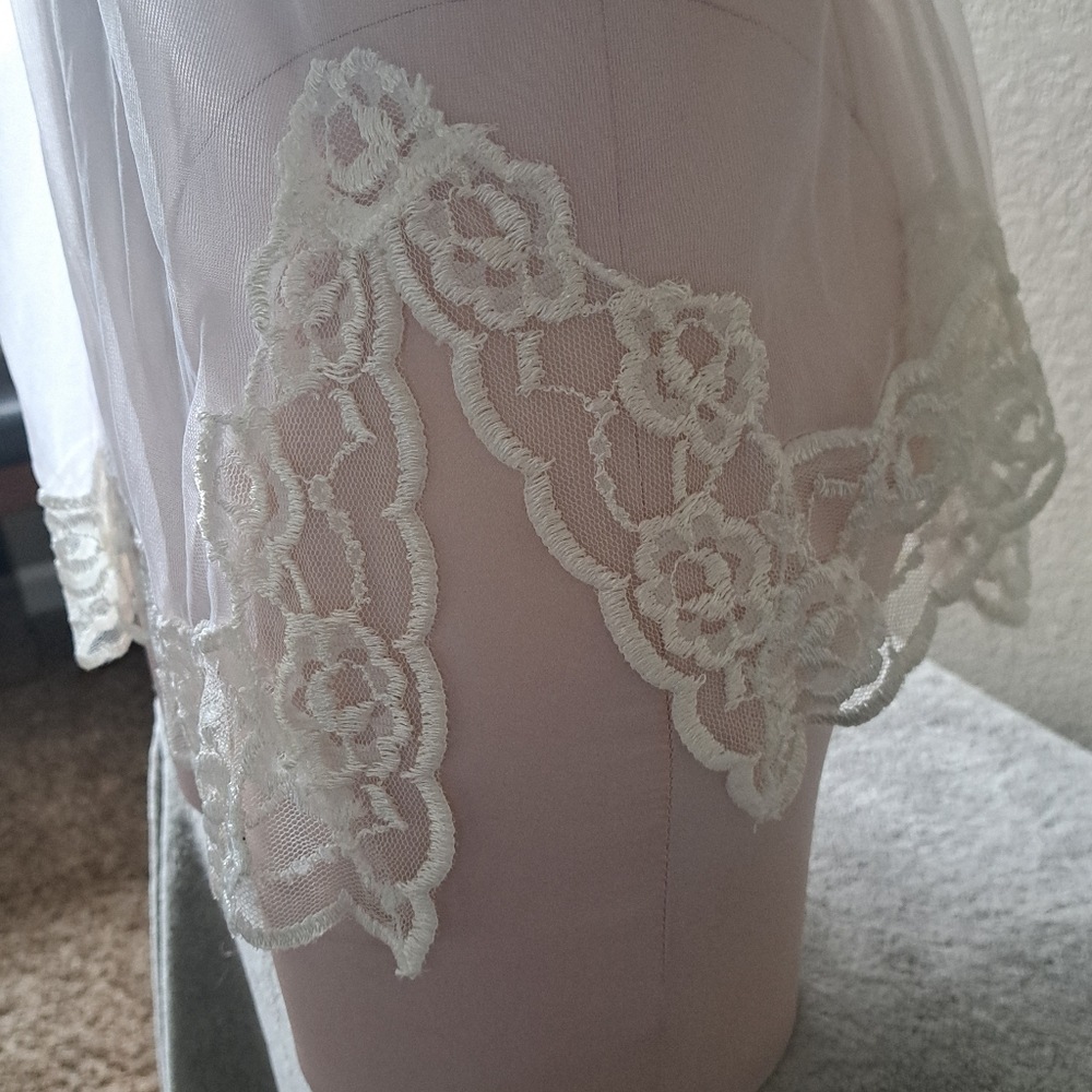 Frederick's of Hollywood Vintage Y2K White Chemise Slip Dress Size Large - Picture 8 of 11